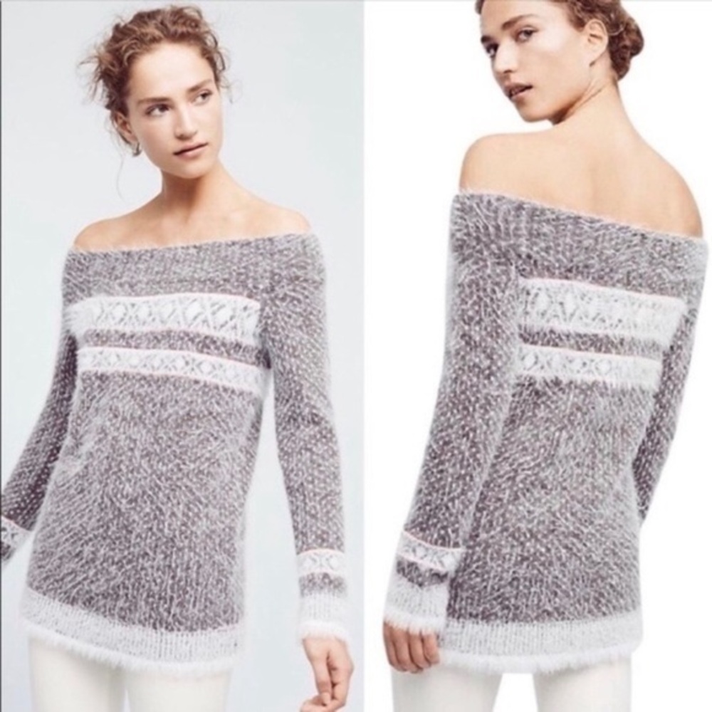 Sleeping On Snow Faroe Fuzzy Off Shoulder Sweater Sz Small